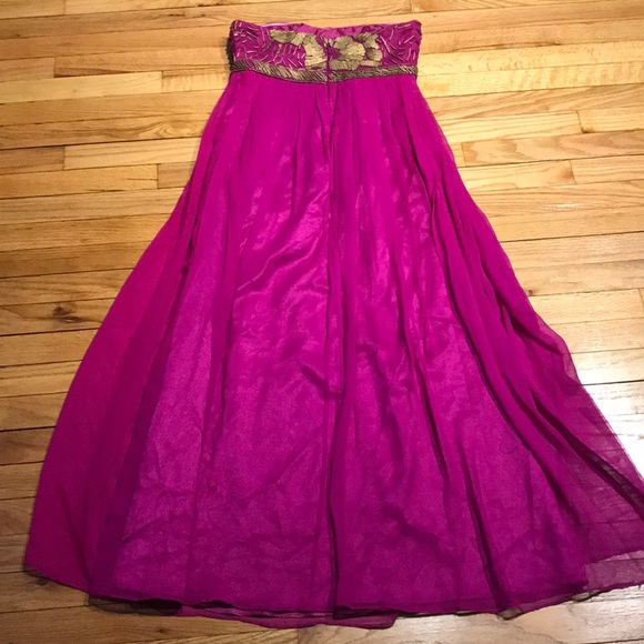 Camille La vie Fuchsia Silk Formal Evening bead overlay Colorful Bright pleated - Picture 8 of 10